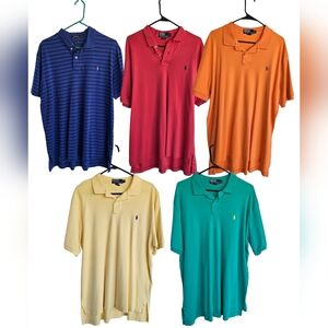 Polo Ralph Lauren Polo Golf Shirts Men's Sz XL Lot Of 5 Pastel Summer Tops